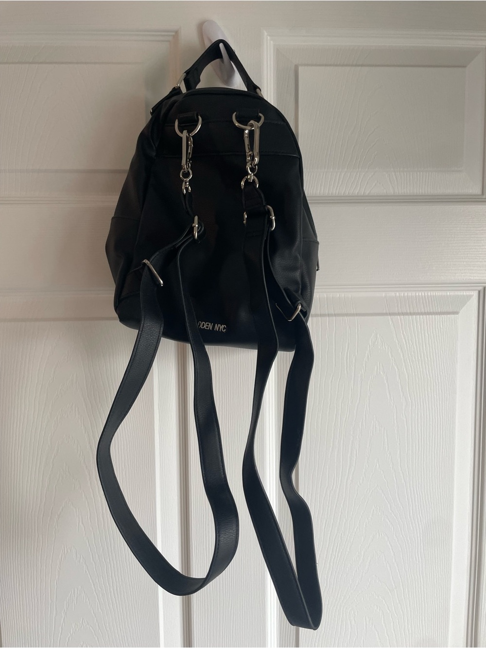 Madden NYC Black Mini Backpack with Silver Chain and Coin - Picture 4 of 4